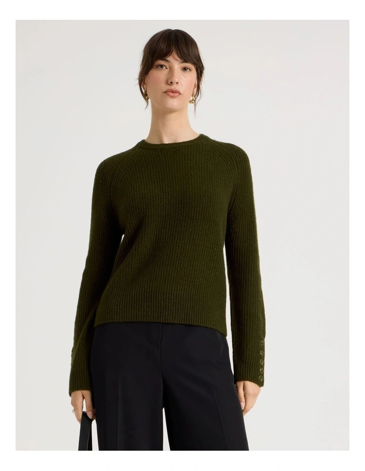 Long Sleeve Crewneck Rib Knit in Olive image 5