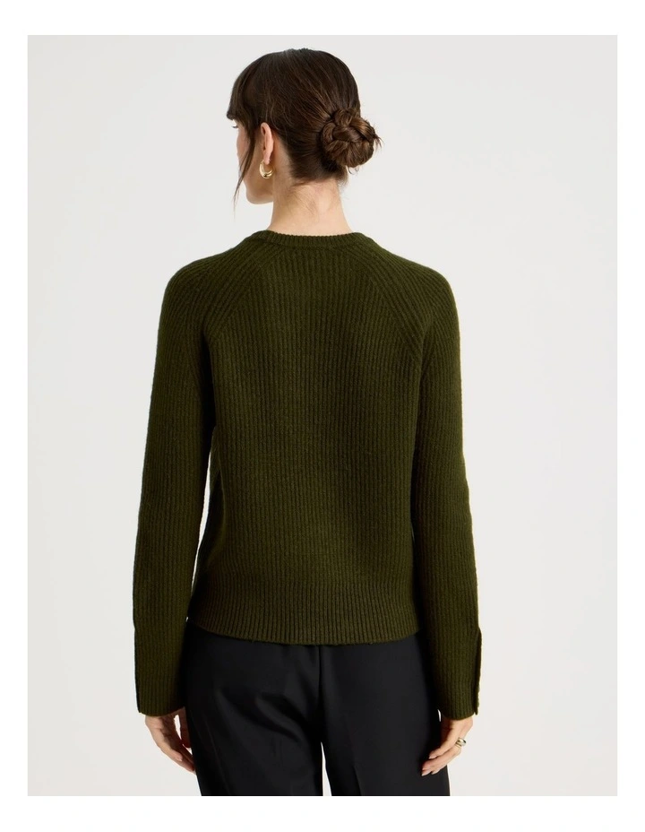 Long Sleeve Crewneck Rib Knit in Olive image 6