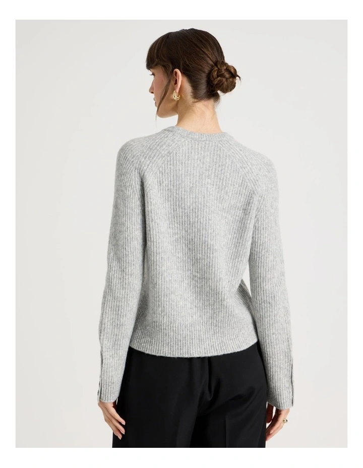 Long Sleeve Crewneck Rib Knit in Grey Marle image 6