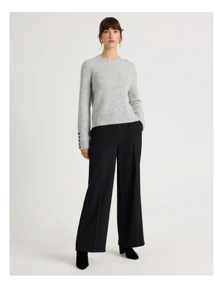 Long Sleeve Crewneck Rib Knit in Grey Marle image 7