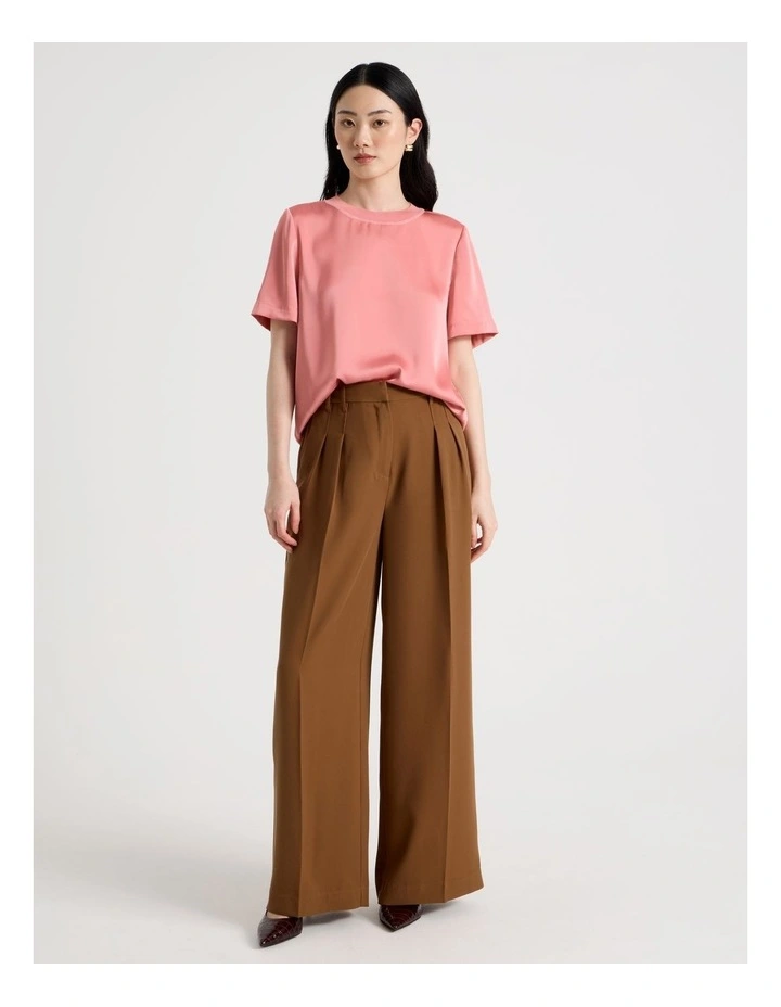 Satin T Shirt in Coral image 2