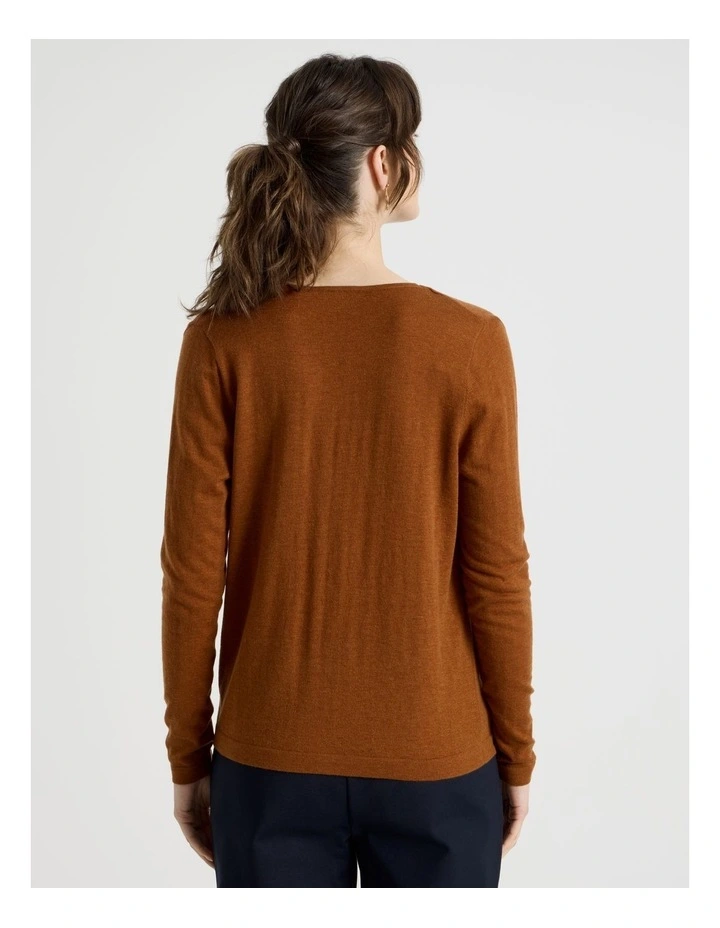 Long Sleeve Cowl Neck Top in Tan image 6