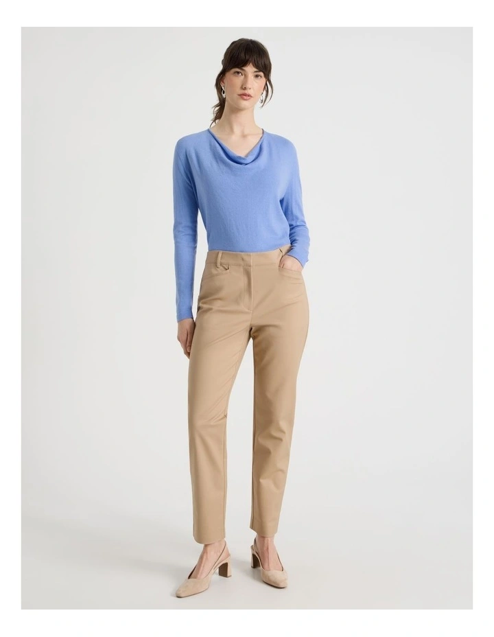 Long Sleeve Cowl Neck Top in Blue image 2