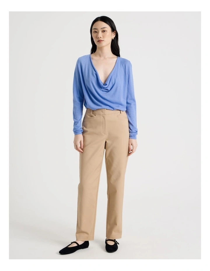 Long Sleeve Cowl Neck Top in Blue image 5