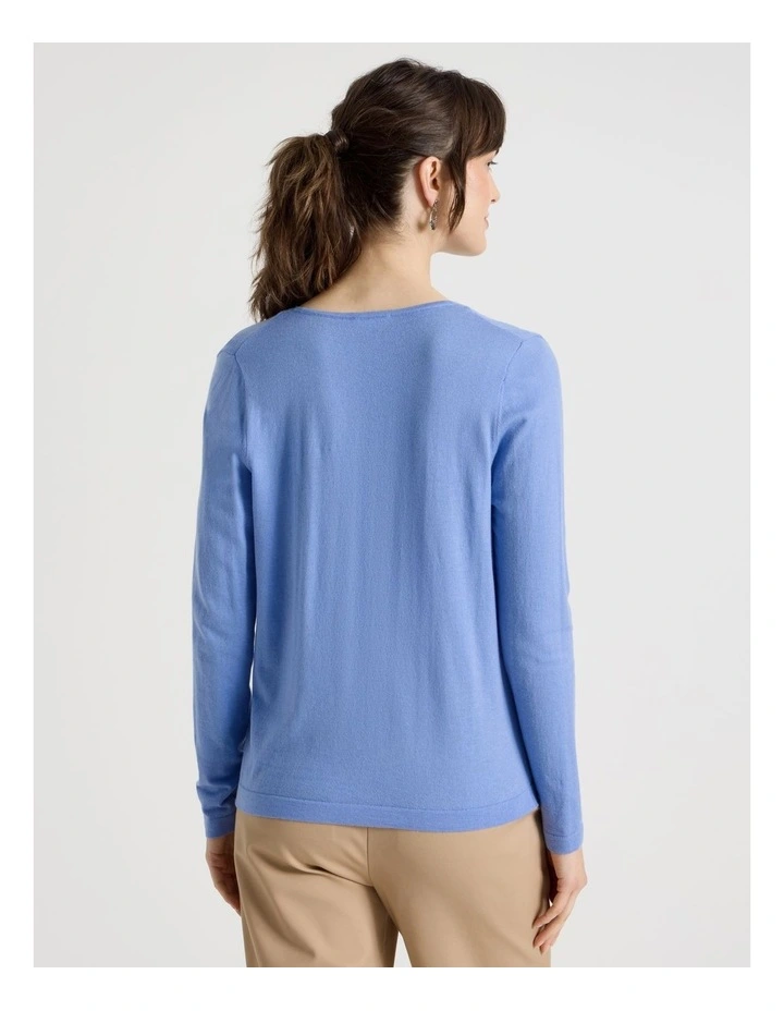 Long Sleeve Cowl Neck Top in Blue image 7