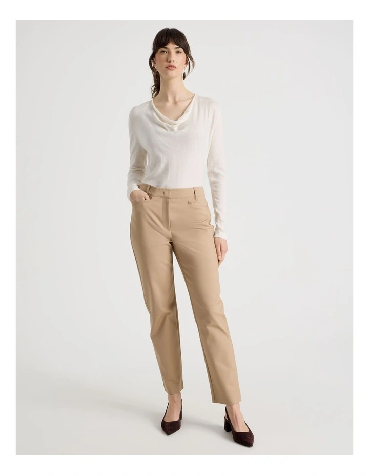 Long Sleeve Cowl Neck Top in Ecru image 4