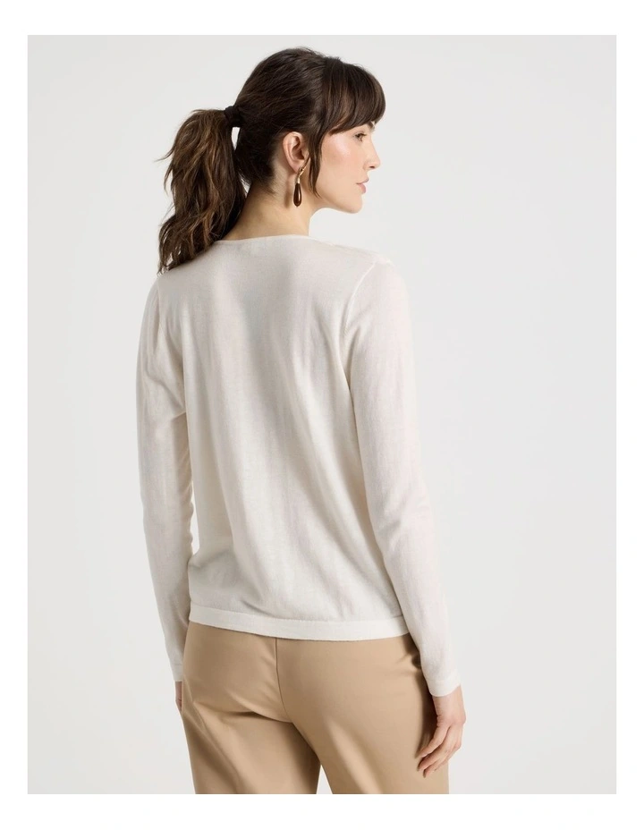 Long Sleeve Cowl Neck Top in Ecru image 6