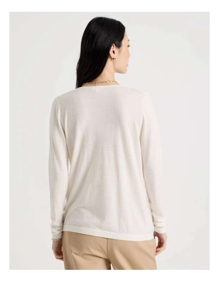 Long Sleeve Cowl Neck Top in Ecru image 6