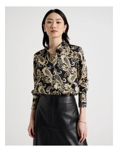 Long Sleeve Blouse in Paisley Print