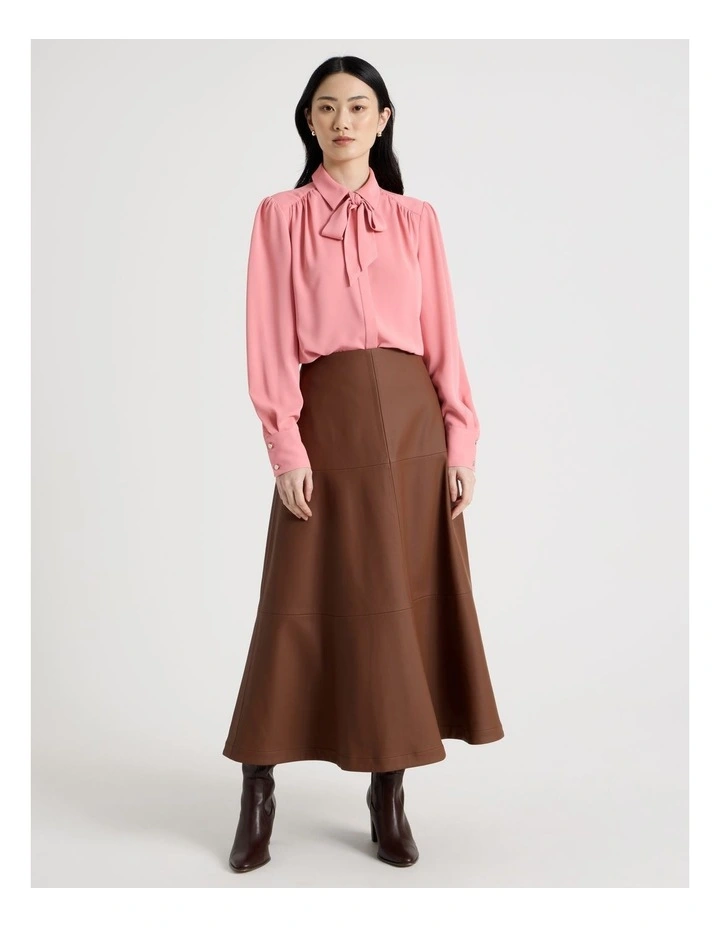 Long Sleeve Tie Blouse in Pink image 4
