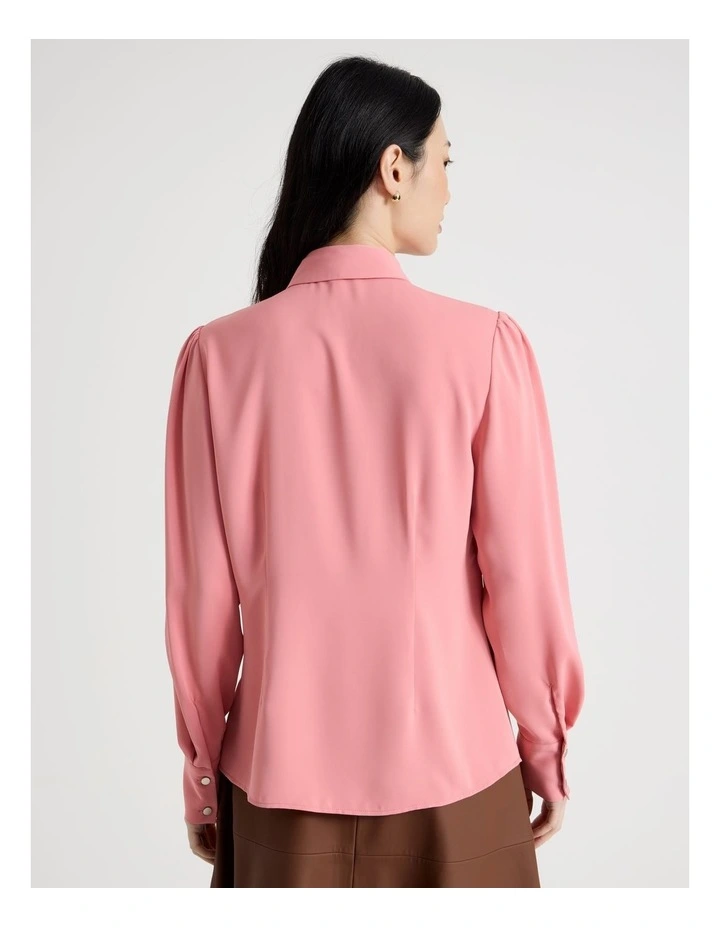 Long Sleeve Tie Blouse in Pink image 6