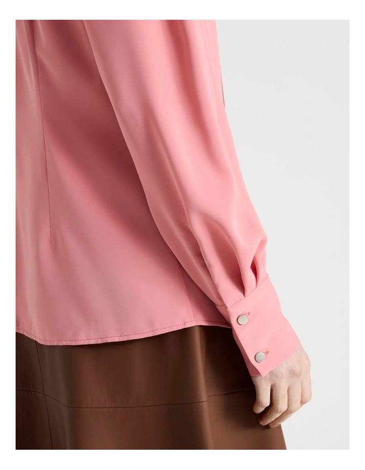 Long Sleeve Tie Blouse in Pink image 7