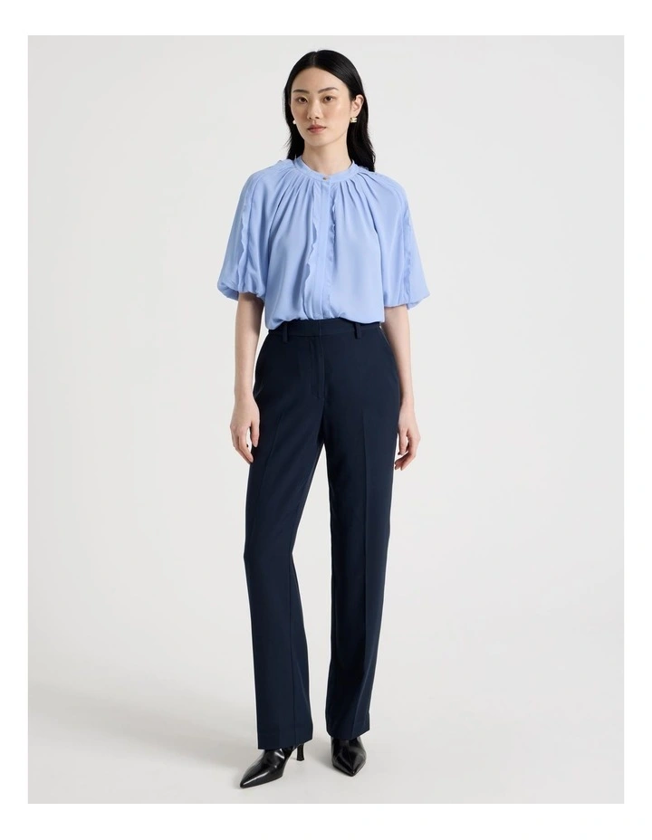 Short Sleeve Ruffle Detailed Blouse in Dusty Blue image 2