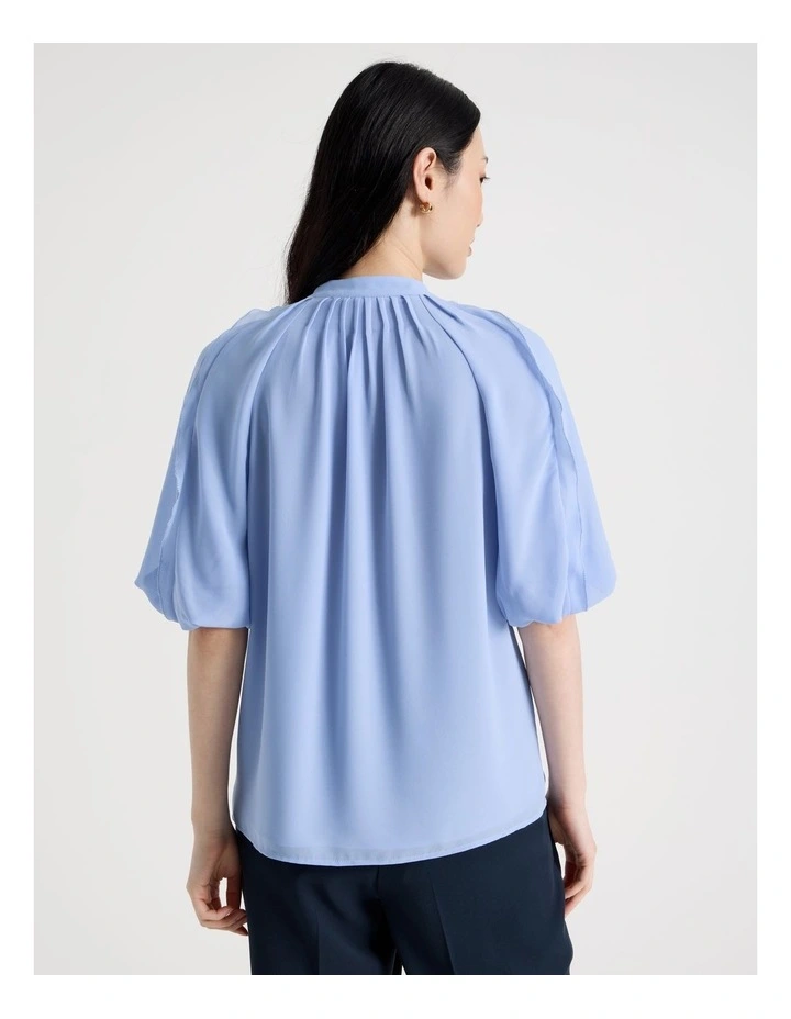 Short Sleeve Ruffle Detailed Blouse in Dusty Blue image 6