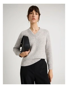 V Neck Knit in Oatmeal