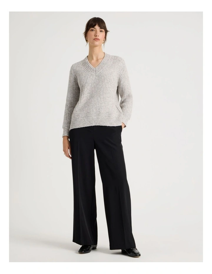 V Neck Knit in Oatmeal image 2