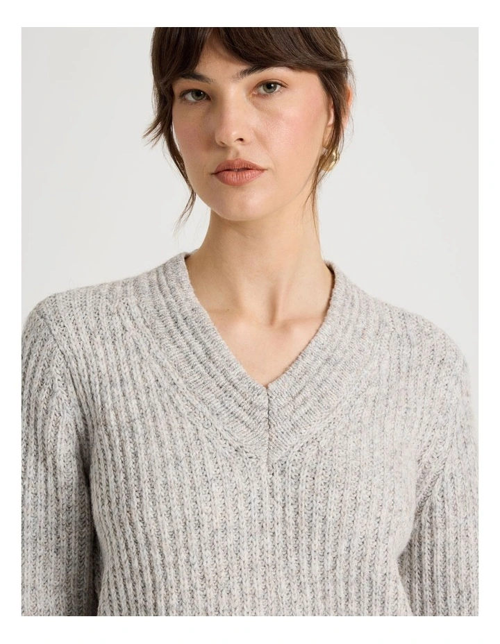 V Neck Knit in Oatmeal image 5