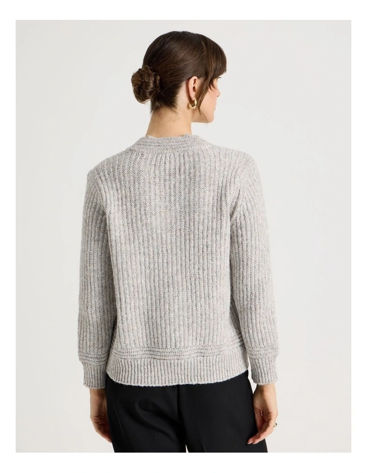 V Neck Knit in Oatmeal image 6