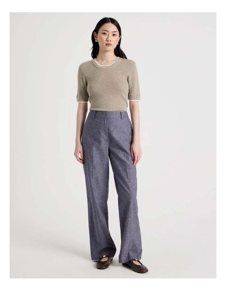 Short Sleeve Double Layer Knit Tee in Oatmeal image 3