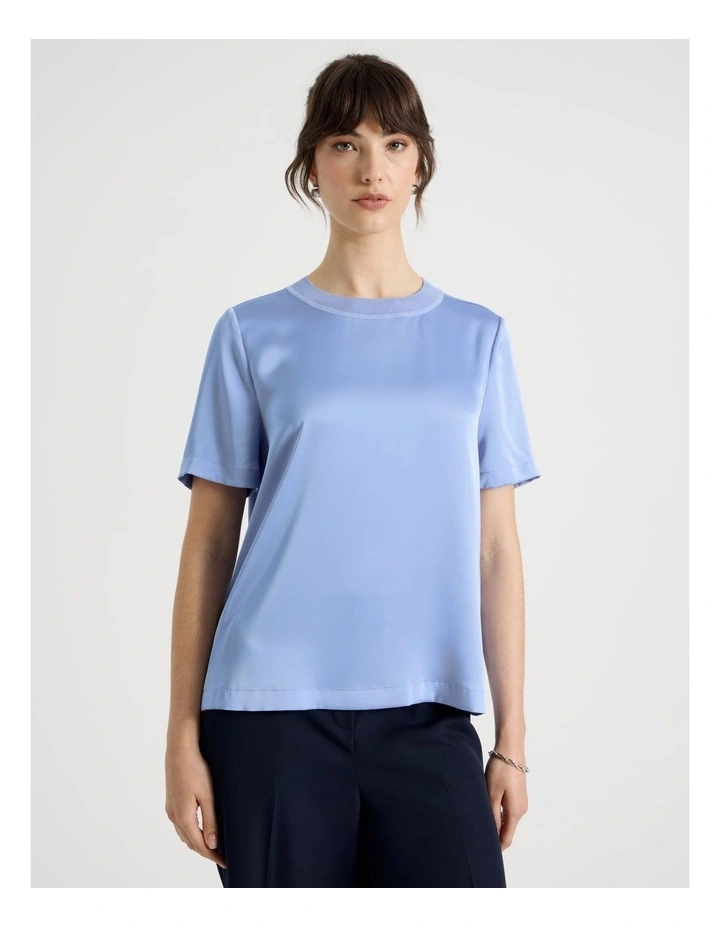 Satin T Shirt in Light Blue image 1