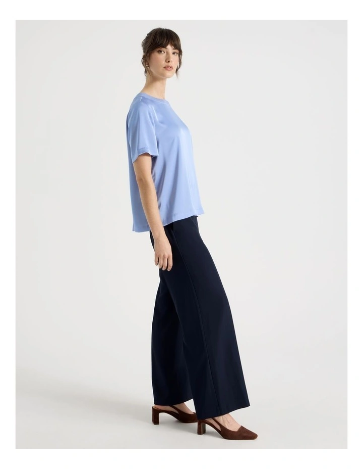 Satin T Shirt in Light Blue image 2