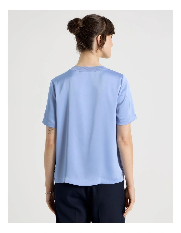 Satin T Shirt in Light Blue image 5
