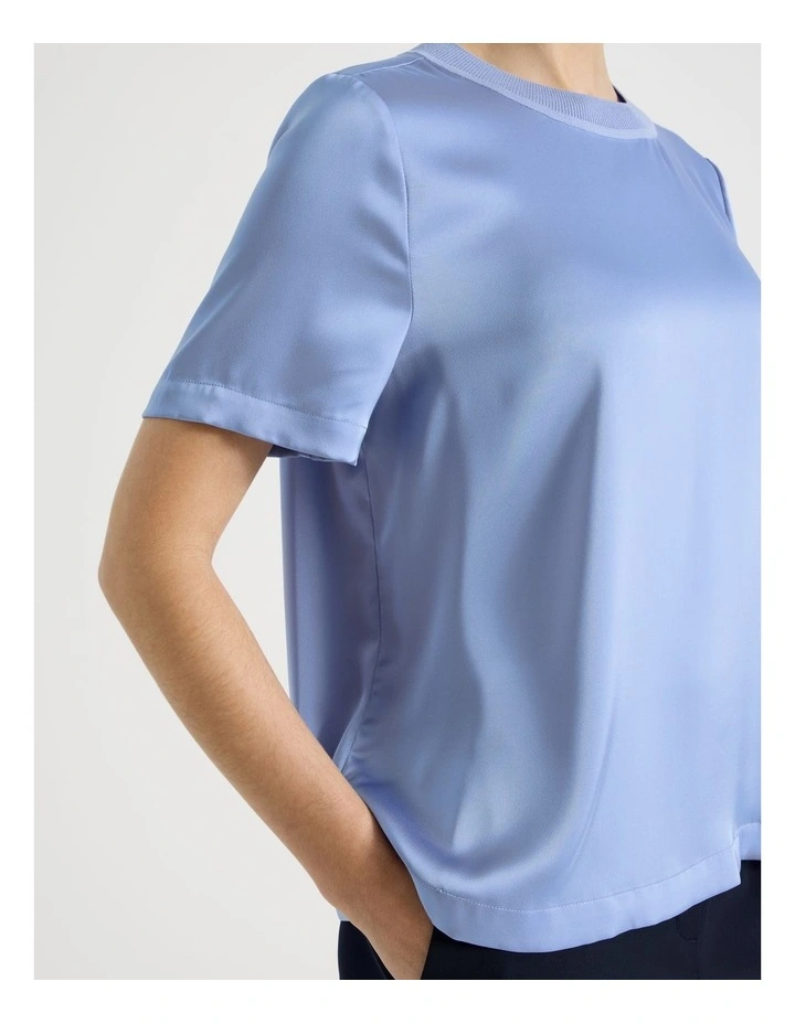 Satin T Shirt in Light Blue image 6