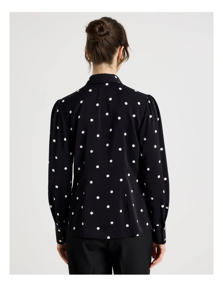 Long Sleeve Georgette Blouse in Black and White Polka Dot Print image 6