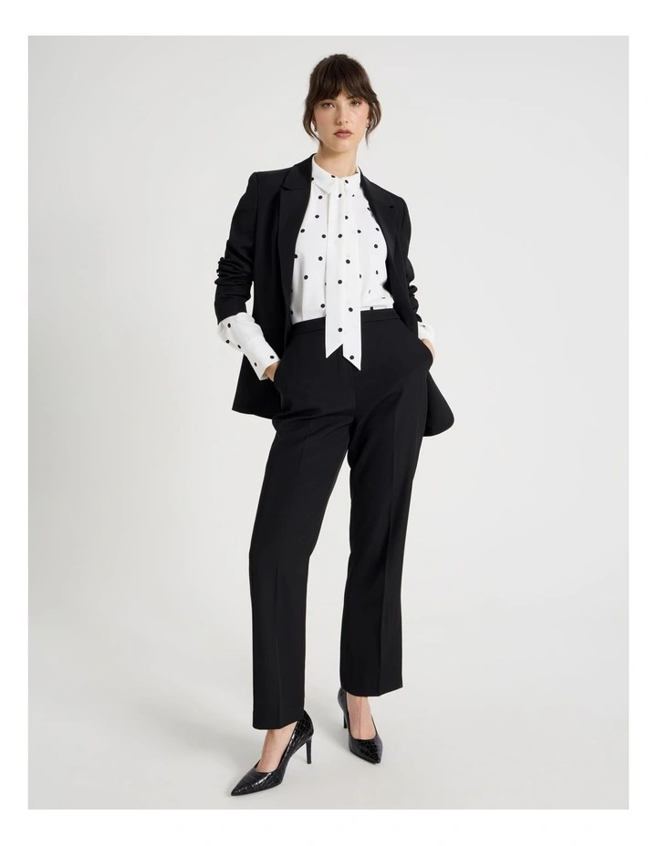 Long Sleeve Georgette Blouse in White and Black Polka Dot Print image 2