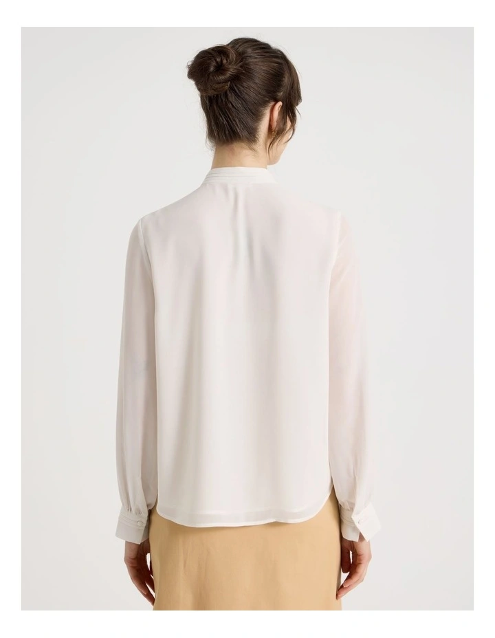 Long Sleeve Lace Trim Blouse in White image 6