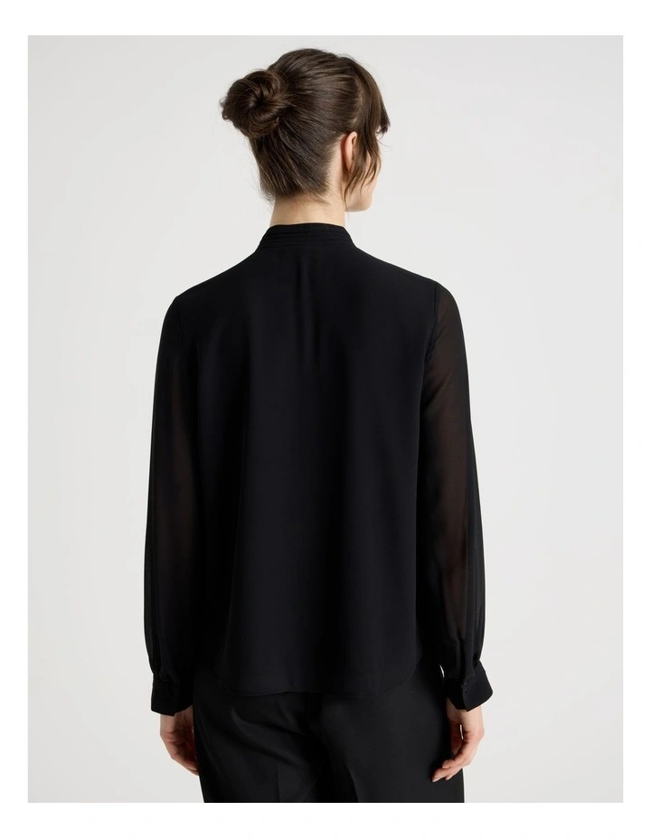 Long Sleeve Lace Trim Blouse in Black image 6