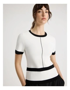 Short Sleeve Milano Top in Ecru