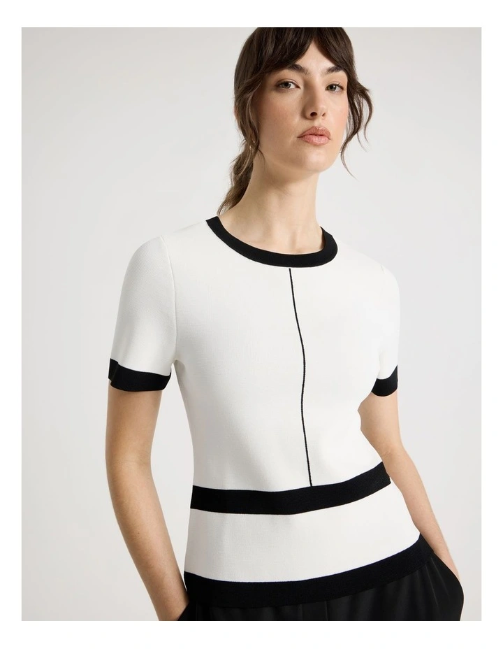 Short Sleeve Milano Top in Ecru image 1