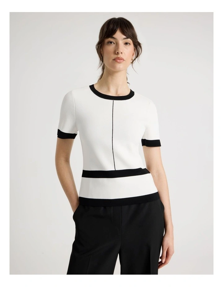 Short Sleeve Milano Top in Ecru image 2