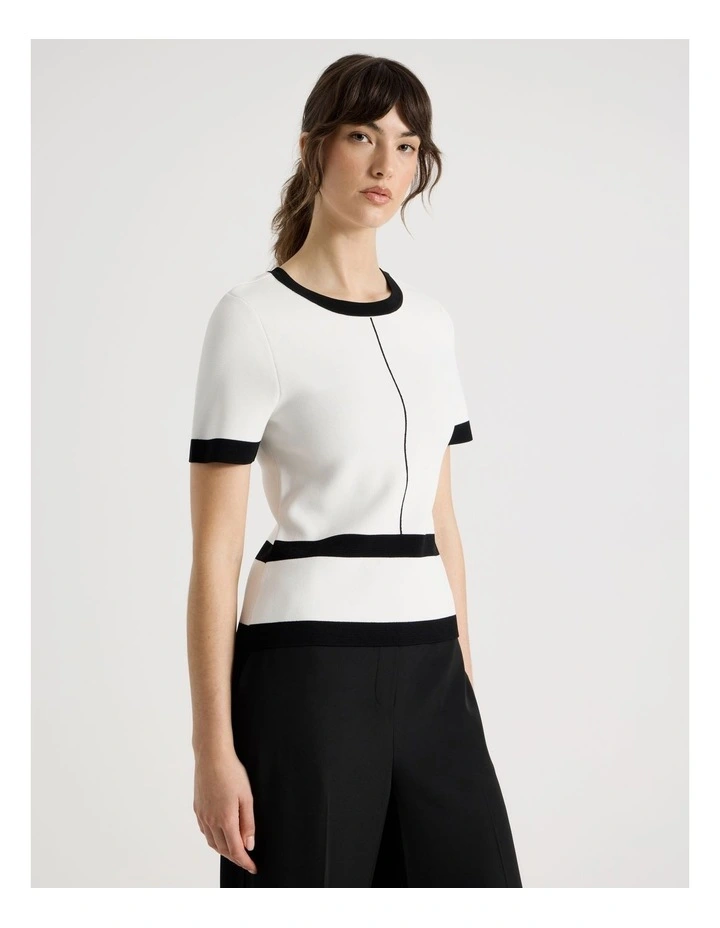 Short Sleeve Milano Top in Ecru image 4