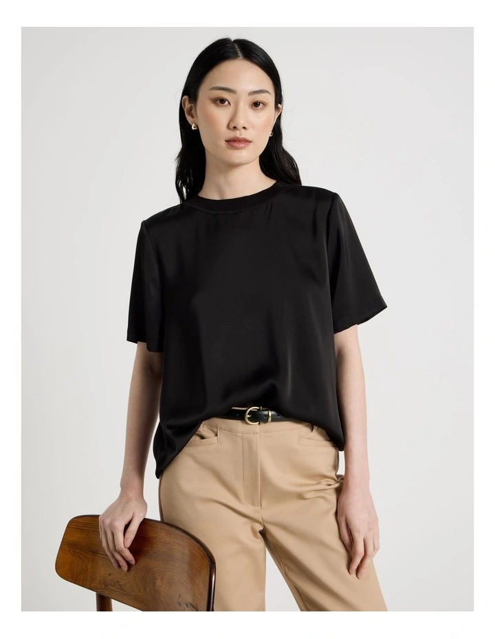 Satin T Shirt in Black image 1