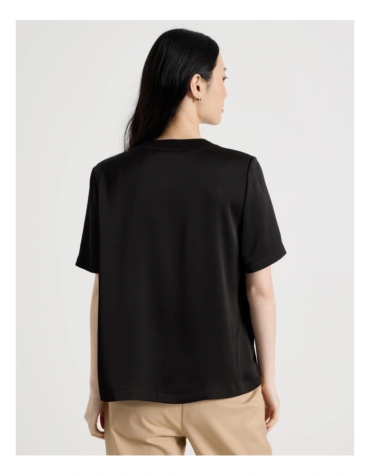 Satin T Shirt in Black image 5