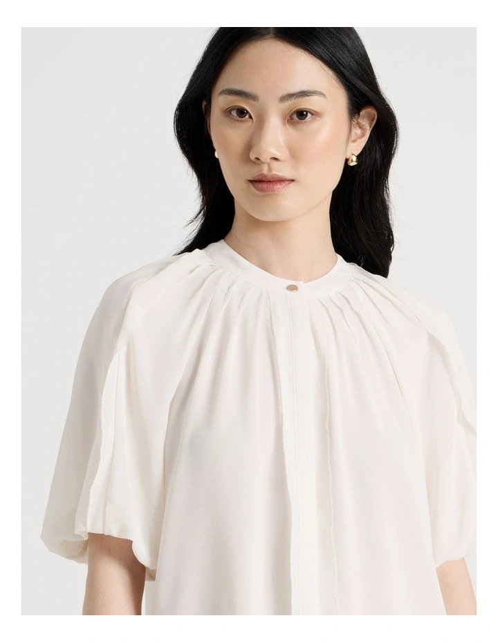 Short Sleeve Ruffle Detailed Blouse in Ecru image 4