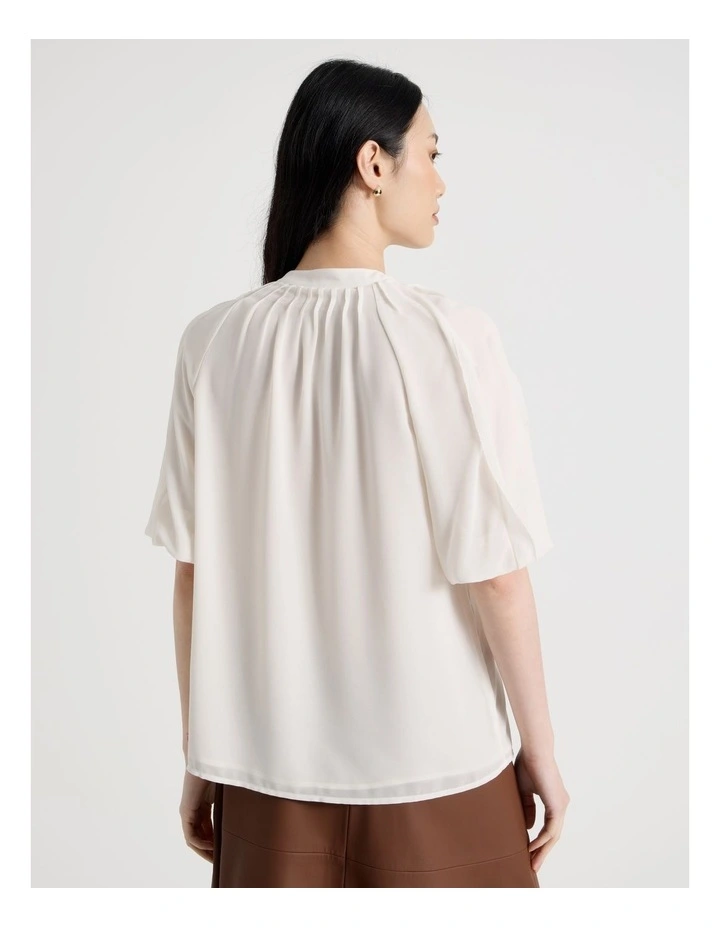 Short Sleeve Ruffle Detailed Blouse in Ecru image 6