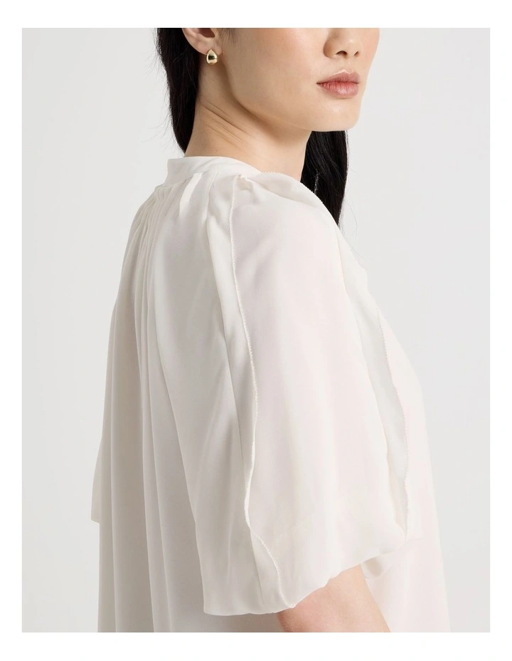Short Sleeve Ruffle Detailed Blouse in Ecru image 7