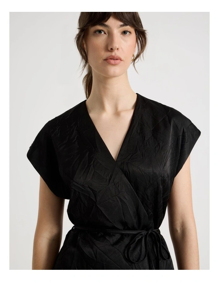Short Sleeve Acetate Wrap Vest in Black image 4