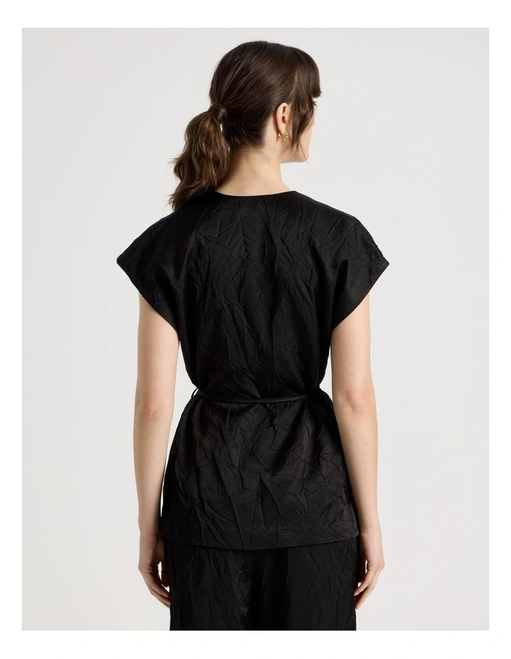Short Sleeve Acetate Wrap Vest in Black image 6