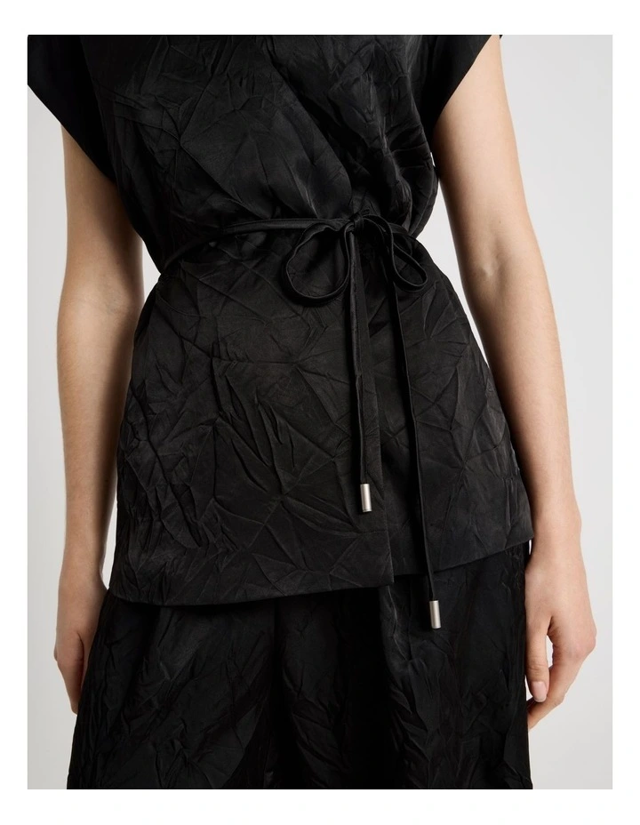 Short Sleeve Acetate Wrap Vest in Black image 7