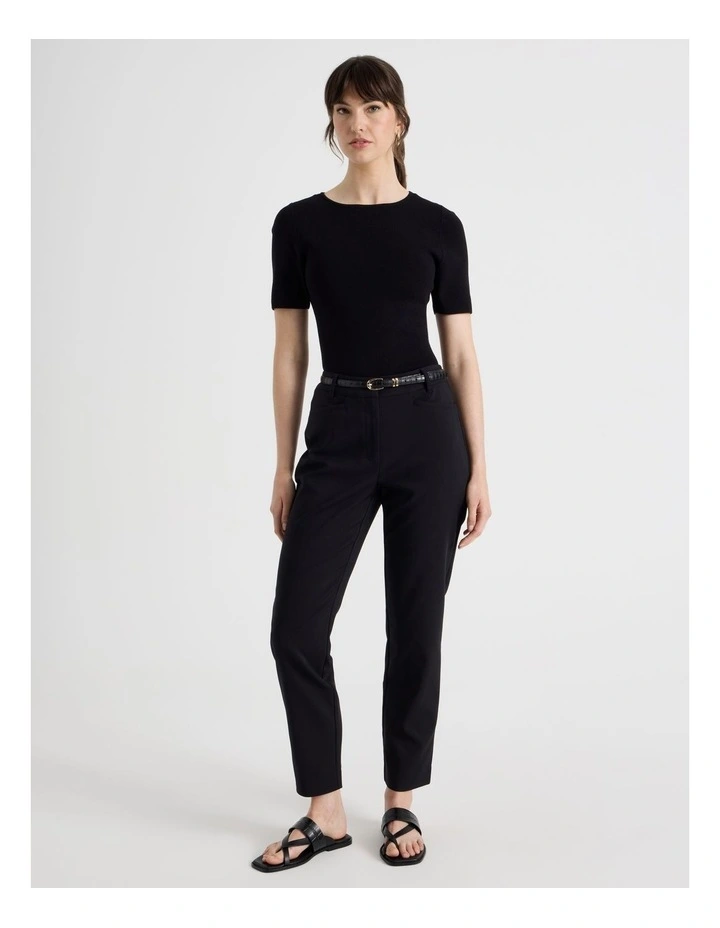Short Sleeve Knit Tee in Black image 4