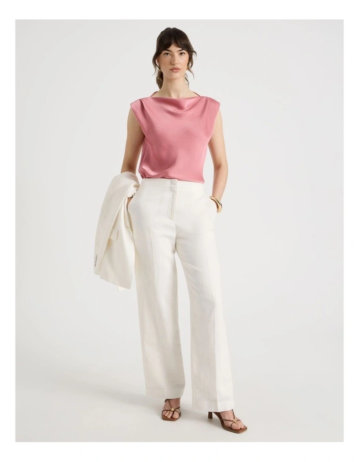 Sleeveless Poly Satin Top in Pink image 3