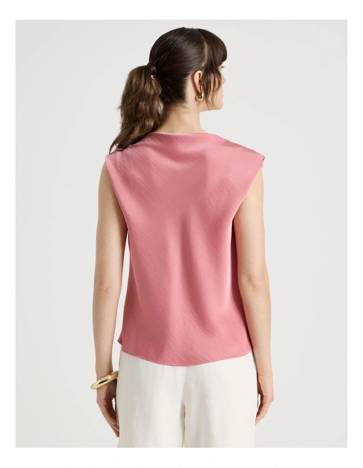Sleeveless Poly Satin Top in Pink image 6