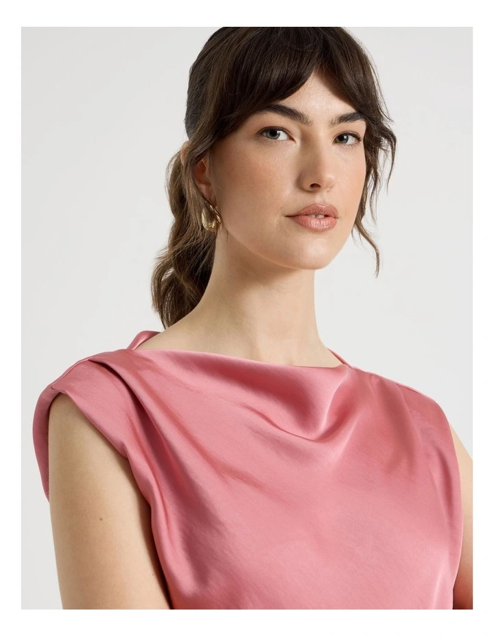 Sleeveless Poly Satin Top in Pink image 7