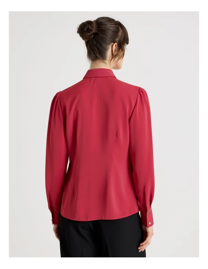 Long Sleeve Tie Blouse in Cardinal image 6