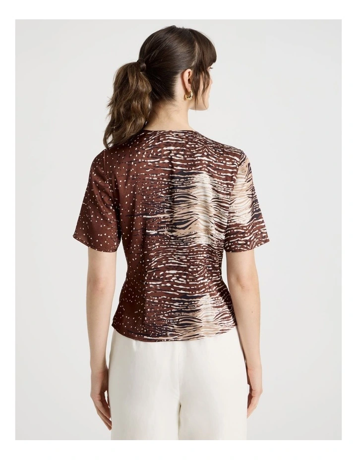 Short Sleeve Wrap Top in Animal Print image 6