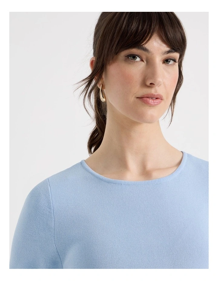 Short Sleeve Knit Tee in Blue image 4